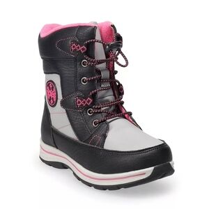 Totes Kids Beaver Black Pink Insulated Snow Boots sz 5
